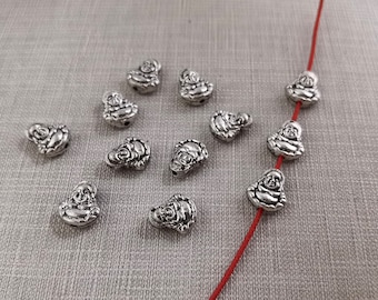 40pcs Two-sided Buddha Beads , Antique Silver Buddha Head Beads ,10x11mm Metal Buddha Spacer Beads ,Nepalese Beads ,Yoga Jewelry ,Hole 1.2mm