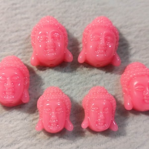 10pcs Resin Buddha Beads , Pink Buddha Head Beads , Buddhist Prayer Beads , Nepalese Beads , Choose Size 19 , 23 , 27 mm  ,Wholesale