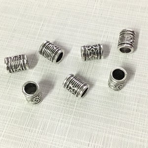 30pcs Large Hole Spacer Cylinder Beads ,Antique Silver Spacer Beads ,Tube Spacer Beads, 8x12mm Cylinder Beads ,Hole 5.5 mm