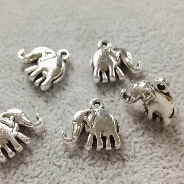 50pcs Metal Elephant Charms ,13x14mm Elephant Jewelry ,Lucky Elephant Charms ,2 Sided Elephant Charm ,Wholesale