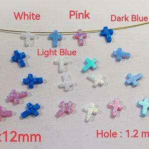 Opal Cross Charm Pendant ,9x12mm Cross Pendant ,Synthetic Lap Created Cross Jewelry , Cross Charm , Hole 1.2mm , Jewelry Making ,BA- 1629