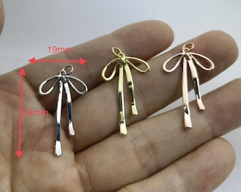 Dije de lazo minimalista de 32 x 19 mm, dijes de lazo chapados en oro, oro rosa y rodio, dije de lazo para hacer joyas, dije de lazo para collares y pendientes BA- 1704