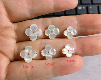 Cuentas de nácar natural en forma de flor, de alta calidad, con 4 pétalos, lotes de 5 a 50 unidades, BA-1328