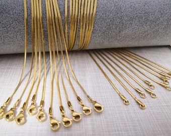 1.5 mm Gold Plated Stainless Steel Snake Chain Necklace ,Stainless Steel Chain ,45cm - 50cm Flat Snake Chain ,Stainless Necklaces ,BA-240