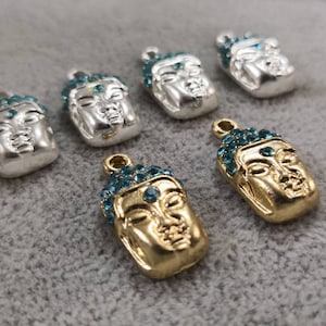 10pcs Rhinestone Buddha Charms , Buddha Pendants ,22x12mm Blue Buddha Pendant, Buddha Gifts , Tibetan Style Jewelry, Wholesale