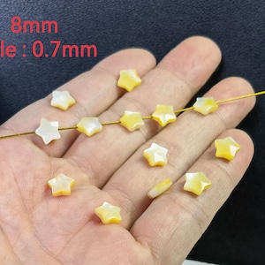 Natürliche Perlmutt-Sternperlen, 8mm Muschel-Sternperlen, gelbe Hauch-Sternperlen, 5 Stück - 100 Stück Muschelschmucksachen, BA-1505