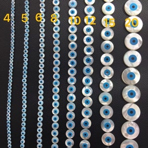 4mm - 20mm Mother Of Pearl Evil Eye Beads , Evil Eye Beads , Natural Shell Beads , Evil Eye Protection , Evil Eye Jewelry , Hole 0.5 - 0.8mm