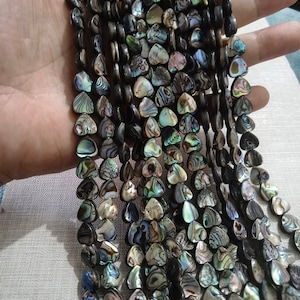 1 Full Strand Rainbow Abalone Heart Shape Beads , Paua Shell Beads , Heart Beads , 8mm 10mm 12mm 14mm Abalone Shell beads jewelry supply