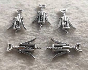 40pcs Wine Opener Charms, Wine Bottle Opener Charms ,Wineglass Charms ,17x26mm Corkscrews Charms , Wholesale
