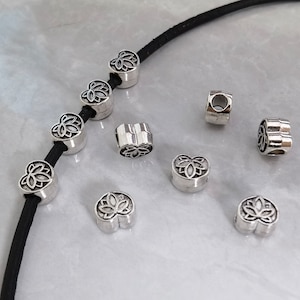 30pcs Large Hole Lotus Flower Beads ,9x9mm Double Sided Heart Shape Lotus Spacer Beads ,Flower Beads ,Healing ,Yoga Jewelry ,BA- 939