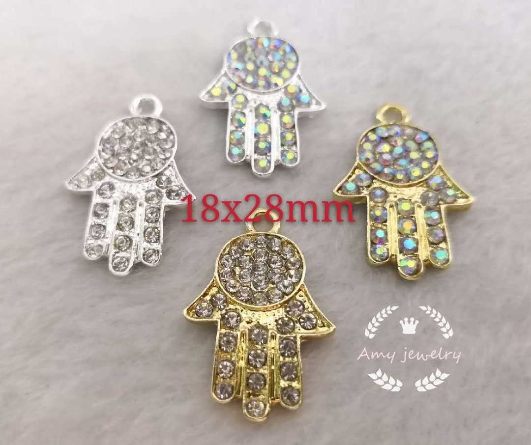 5/10/30pcs Hand of God Fatima Charms Pendant Rhinestone Hamsa - Etsy