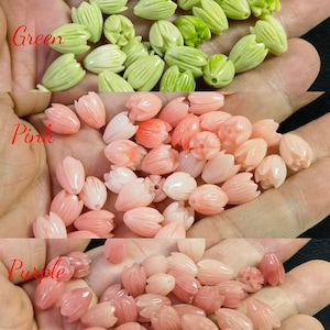 Composite Resin Coral Pikake Beads ,Various Shades Of Fuchsia Blue Red Purple Green Carved Jasmine Flower Beads ,10-100pcs Optional BA- 1497