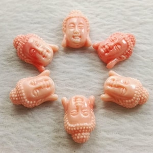 10pcs Coral Buddha Beads, Buddhist Prayed Beads ,Pink Buddha Beads , Buddha Head Beads , Nepalese Beads ,10x14mm