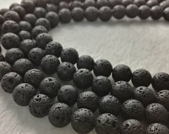 6mm 8mm 10mm 12mm Black Lava Beads , Lava Rock Jewelry Beads , Volcanic Rock Beads ,Essential oils beads ,