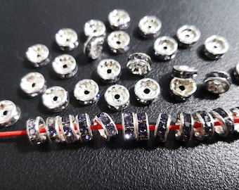 100pcs 8mm 10mm Rhinestone Rondelle Beads ,Rondelle Spacer Bead , Tanzanite Spacer Beads ,Loose Rondelle Beads For Jewelry Making, Wholesale