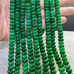 5x8mm Green Jade Rondelle Beads ,Smooth Rondelle Loose Beads, Green Gemstone Beads ,Semi Precious Beads , 15” Full Strand, UA- 1533