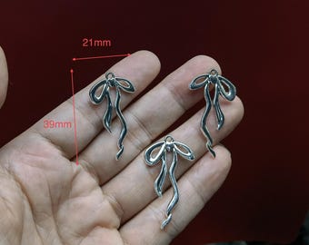 Dije de lazo minimalista de 39 x 21 mm, dijes de lazo plateados, dije de lazo para hacer joyas, dije de lazo para collar y pendientes, 20/50 piezas, BA- 1699