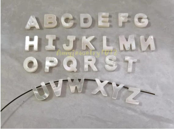 Mother of Pearl Alphabet Beads ,A - Z Letter, Letter Mop Shell