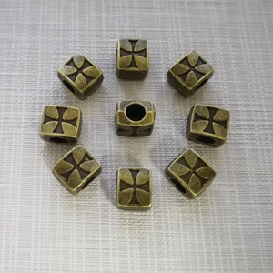30pcs Antique Bronze Cross Beads, Large Hole Metal Cross Beads ,Double Sided Cross Beads , 8x10mm Religious cross beads