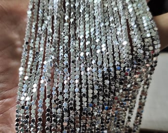2mm Tiny Diamond Cut Sparkling Beads ,Sparkling -Silver Tone Hematite Spacer Beads ,200pcs Octagon Cube Loose Beads ,Quantity Options AI-569
