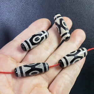 10 Tibetan dzi beads , Dzi Drum Barrel Beads ,10x30mm Tibetan Buddha Beads , 3 Eye Dzi Beads, Dzi Tibetan Beads for Jewelry Making ,AQ- 912