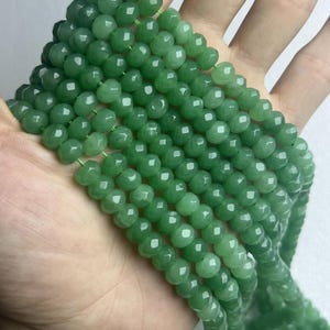 1 Full Strand 5x8mm Green Jade Rondelle Beads ,Faceted Rondelle Loose Beads, Green Gemstone Beads ,Semi Precious Beads Jewelry Making, UA507