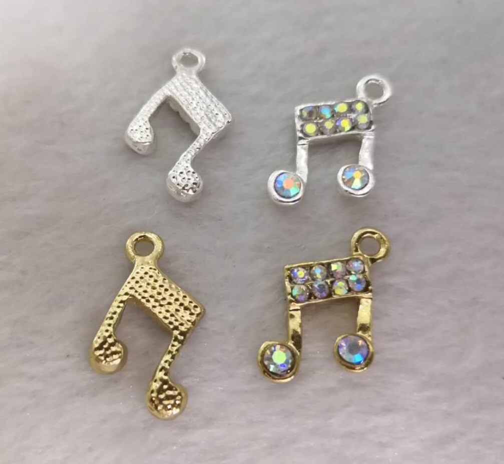 Note Charms 5/10/30pcs Rhinestone Music Note Charms Pendants ,12x22mm Music Note ...