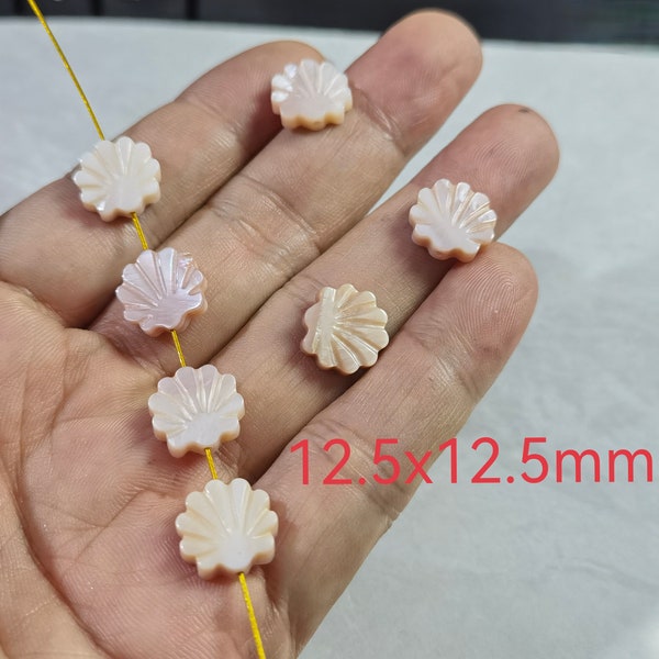 Mother of Pearl Fan Beads ,Double Sided Fan Charm ,Mop Flower Beads For Jewelry Making ,Hole 0.8mm,2 - 100pcs Bulk lot Optional .BA- 1425