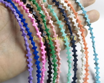 20/200pcs Resin and Coral Powder Pressed Cross Beads ,Tiny Cross Jewelry , 5.5mm Cross Charm , Hole 1 mm , 11 Colors Optional ,BA- 1716