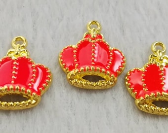 10 pcs Enamel Crown Charms ,Crown Pendant ,Gold Crown Jewelry, King crown Charm ,Royal Crown Charm , 16x18mm Crown Charm, Wholesale