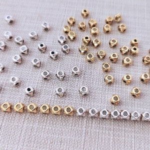 100pcs Tiny Diamond Cut Sparkling Beads ,3.2x3.6mm Octagon Cube Metal Spacer Beads ,Tibetan Style Beads ,Spacer Beads , BA-552