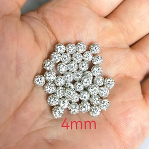 4mm 6mm Crystal Disco Ball Beads ,Micro Pave Crystal, 6 Rows Rhinestone Disco Balls ,Polymer Clay Beads ,Bracelet Beads .20-100pcs