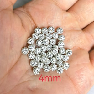 4mm 6mm Crystal Disco Ball Beads ,Micro Pave Crystal,Rhinestone Disco Balls ,Polymer Clay Beads ,Bracelet Beads Jewelry Supplies .20-100pcs