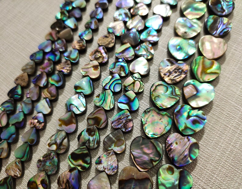 1 Full Strand Rainbow Abalone Heart Shape Beads Paua Shell | Etsy
