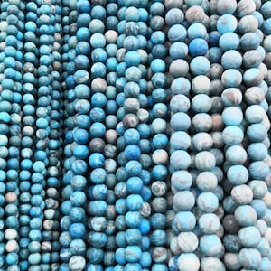 1 Full Strand Matte Blue Apatite Round Loose Beads, Gemstone Round Beads,6mm 8mm 10mm Gemstone Beads For Bracelet Necklace DIY Jewelry