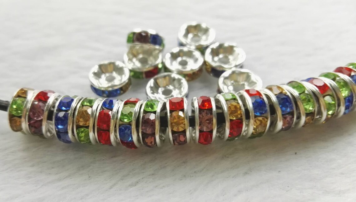 6mm 8mm 10mm Rhinestone Rondelle Beads Rondelle Spacer Bead Etsy