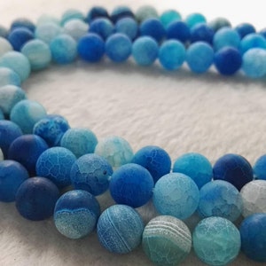 1 Full Strand 8mm 10mm Frosted Agate Beads , Matte Agate Beads  , Beading Strands , Round Beads  , Stone Beads , Wholesale Bead , Findings