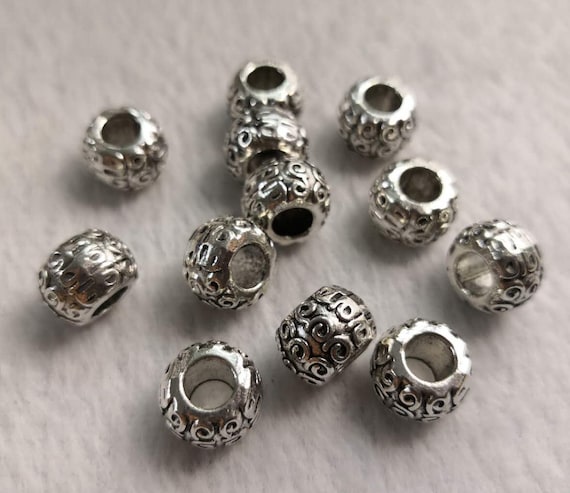 50 5x8mm Spacer Barrel Beads Pewter Silver Tone