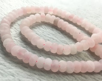 1 Full Strand 5 x 8mm Matte Rose Quartz  Beads, Rose Quartz Beads , Pink Quartz Round Beads , Stone Beads , Jewelry Making Beads