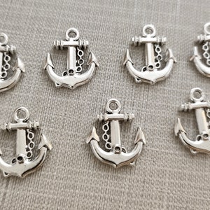50 Pieces Bulk Anchor Charms , 15x18mm Anchor Pendants , Antique Silver Anchor Charm ,Nautical Charms , Mini Anchor Charm ,Wholesale