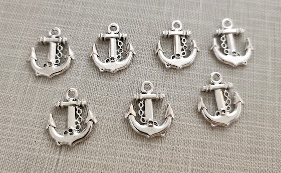 50 Pieces Bulk Anchor Charms 15x18mm Anchor Pendants Antique Silver  Anchor Charm ,Nautical Charms Mini Anchor Charm ,Wholesale