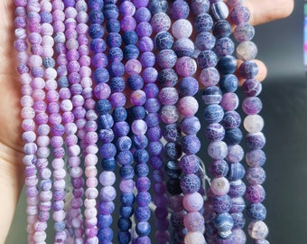 1 Full Strand 6mm 8mm 10mm Matte Agate Beads ,Purple Frosted Agate Beads ,Beading Strands , Semi Precious Gemstone Beads ,BA- 1374