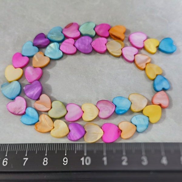 Colorful heart Mother Of Pearl Beads , 6mm 8mm 10mm Dyed Mop Heart Shape Beads , 15’’ Strand ,Hole 0.8mm , BA- 1092