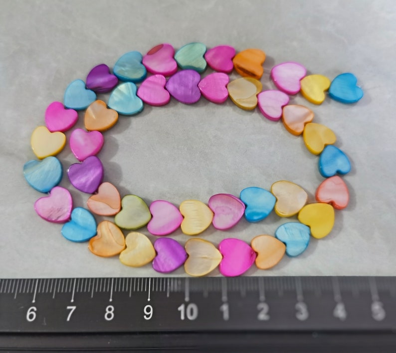 Colorful heart Mother Of Pearl Beads , 6mm 8mm 10mm Dyed Mop Heart Shape Beads , 15 Strand ,Hole 0.8mm , BA 1092 image 1