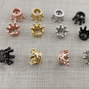 5 - 50pcs Micro Pave Crown Beads , King Crown Beads ,King Crown Charms ,7x11mm Crown Bracelet Charms , King Bead Charms for Jewelry making 
