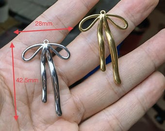 Dije de lazo minimalista de 42,5 x 28 mm, dijes de lazo chapados en oro, dije de lazo de acero inoxidable para hacer joyas, dije de lazo para collar y pendientes BA- 1702