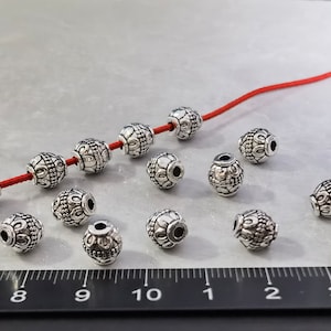 40pcs Ornamental Spacer Beads ,7x8mm Antique Silver Spacer Beads ,Ethnic Metal Beads ,Bracelet Spacer Beads, Hole 2mm ,BA- 1139