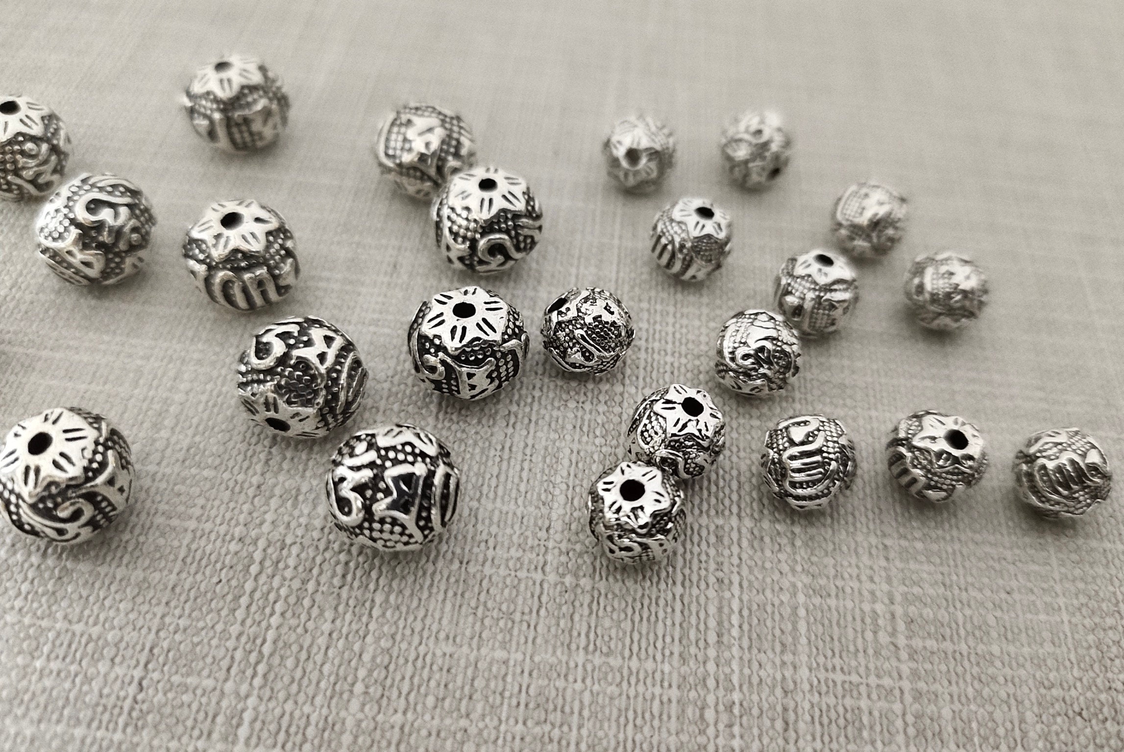 Tibetan Silver Bail Spacer Beads (T8272) - 25 pieces