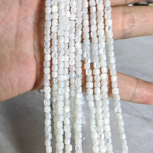 3.5x3.5mm Mother Of Pearl Cylinder Shape Beads ,White Pearl Tube Beads , MOP Beads  Jewelry Supply ,15.5’’ Full Strands ,Hole 0.8mm ,BA- 974