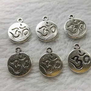 50pcs Ohm Charms , Antique Silver Ohm Charms , Om God Karma , Yoga Meditation ,  Spiritual Hinduism ,  Nepalese Charms